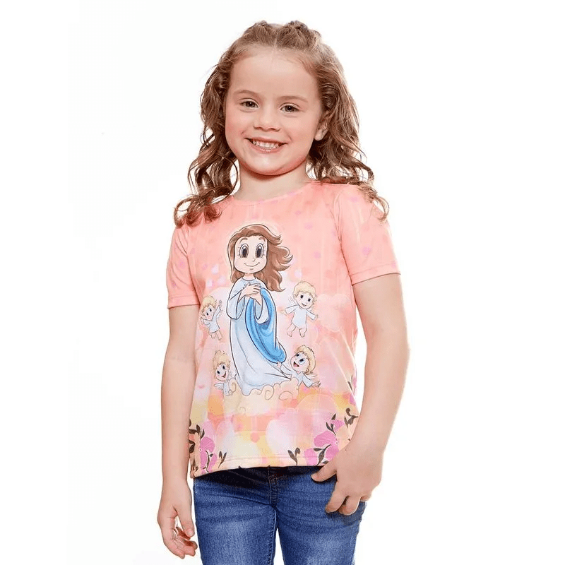 Baby Look Infantil Conceiçãozinha com Ilustração Exclusiva Ágape