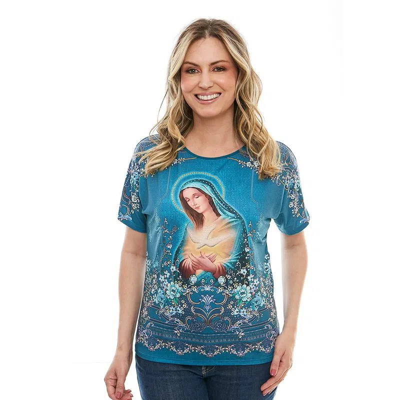 Blusa Verde Petróleo Nossa Senhora com Espírito Santo