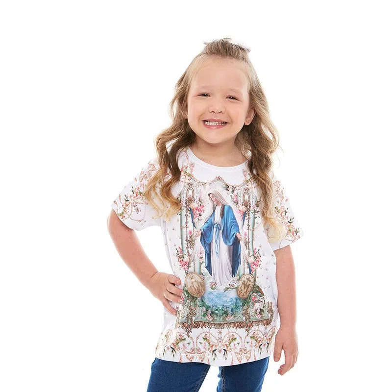 Camiseta Infantil Branca Nossa Senhora das Graças