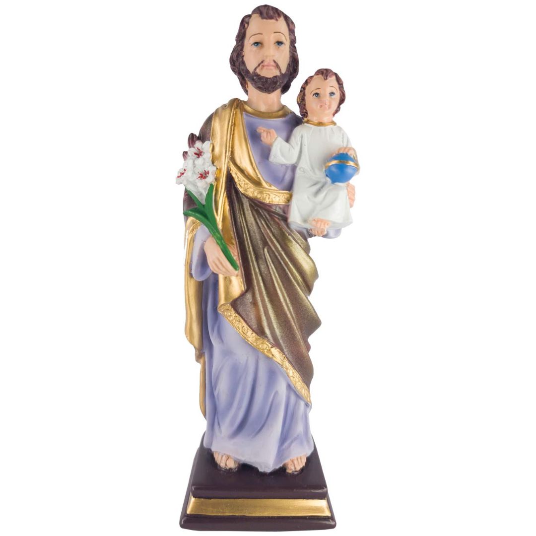 Imagem de São José com Menino Jesus em Resina