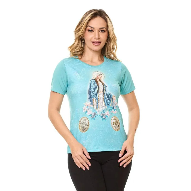 Baby Look Azul Aquário Nossa Senhora das Graças M