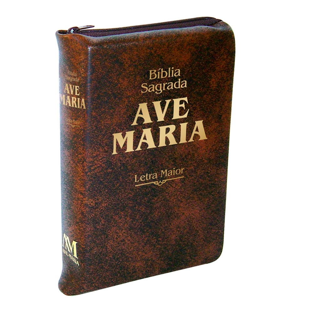 Bíblia Ave-Maria Letra Grande com Zíper Marrom