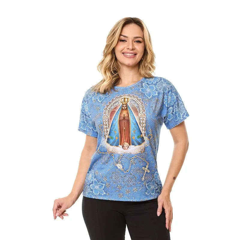 Blusa Nossa Senhora Aparecida Manga Japonesa Tamanho G