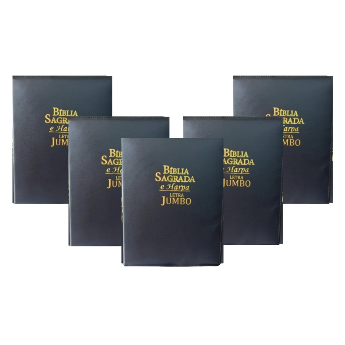 Bíblia Letra Jumbo com Harpa, Índice e Zíper, Kit 5 Unidades