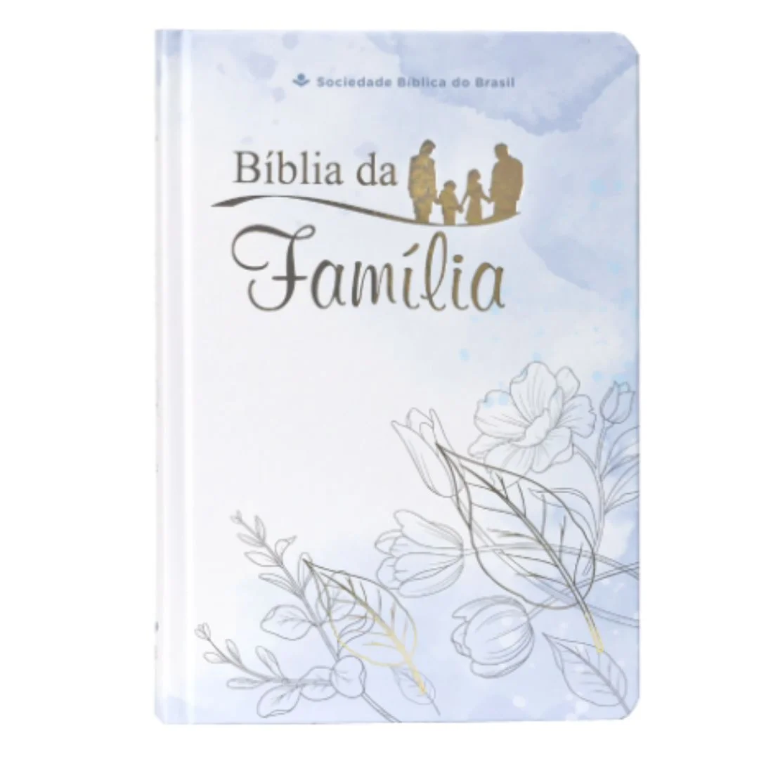 Bíblia da Família Almeida Revista e Atualizada, Capa Dura Branca e Azul