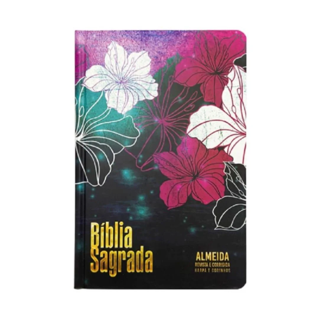 Bíblia Slim ARC com Harpa e Corinhos, Capa Dura Floral Magenta