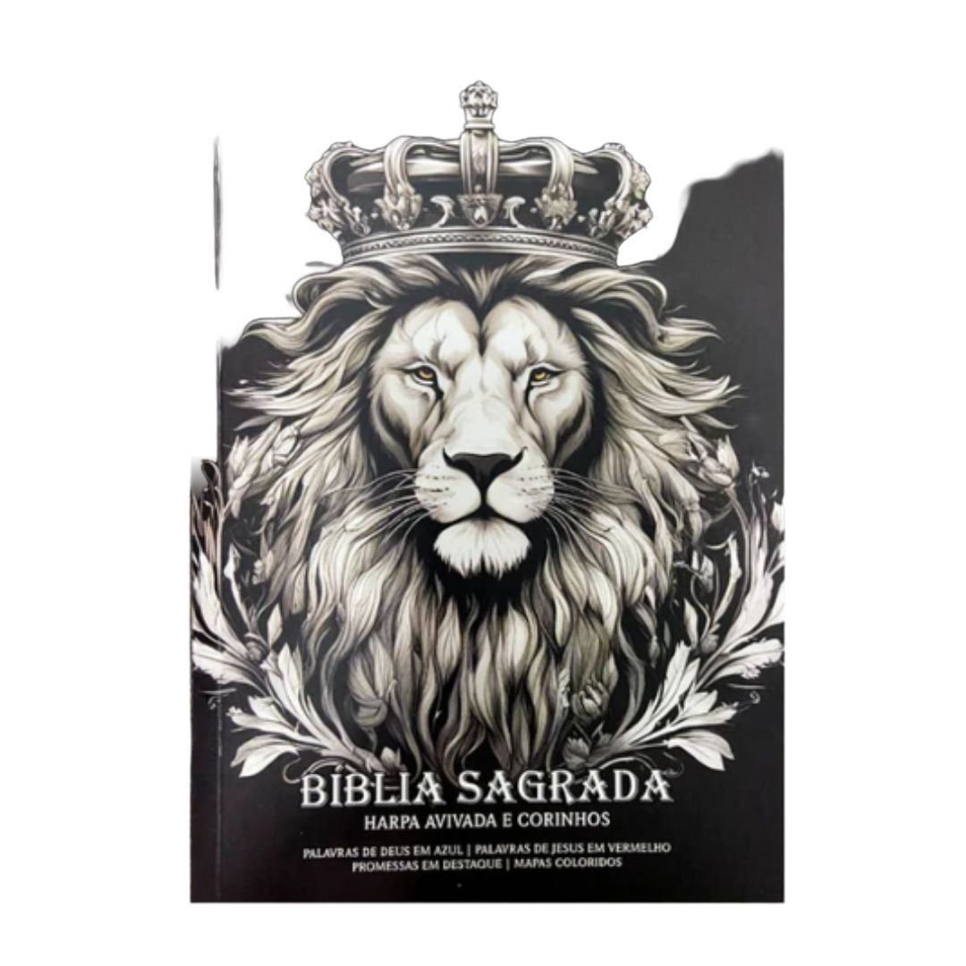 Bíblia Letra Gigante ARC com Harpa, CPP, Capa Leão Coroa