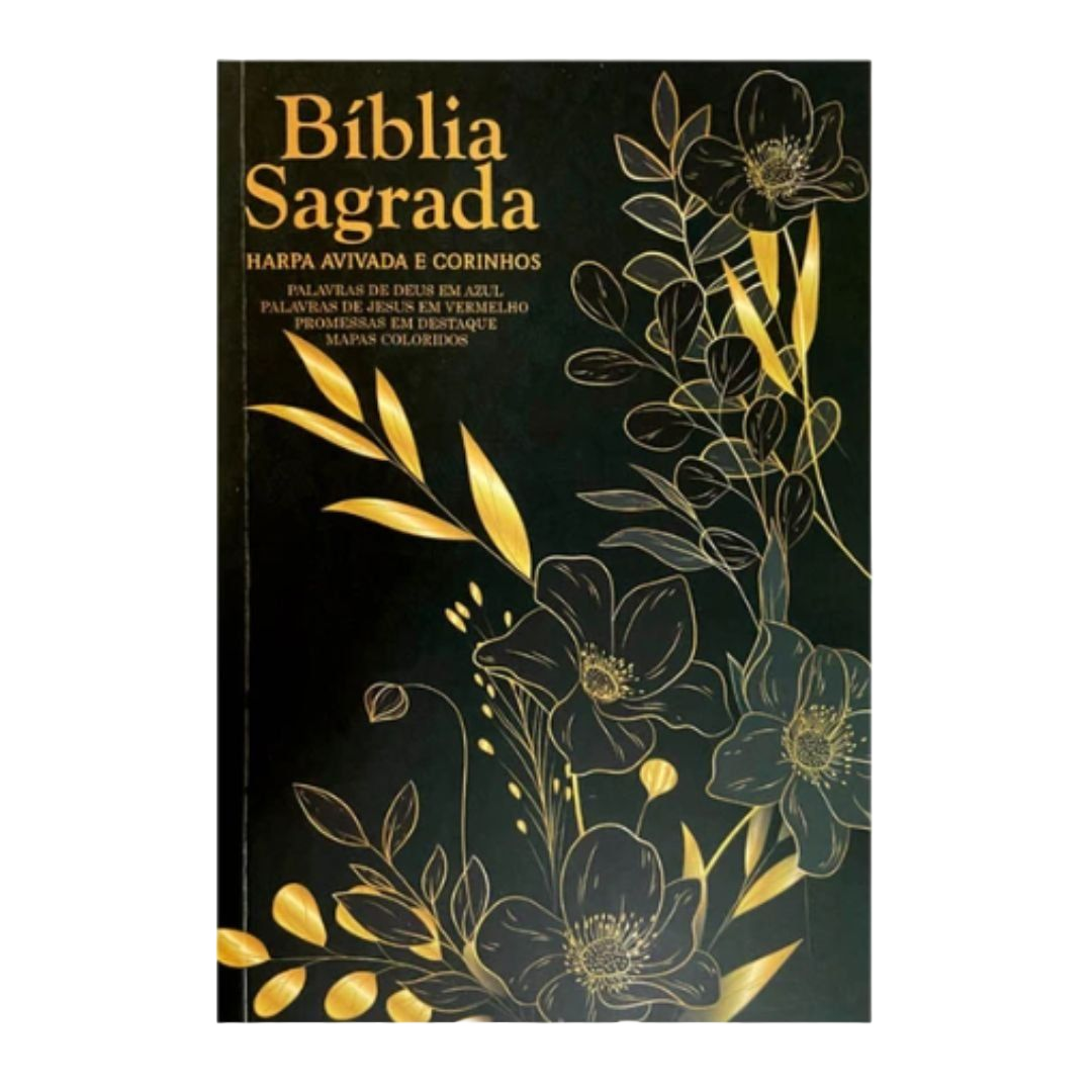 Bíblia Letra Gigante ARC com Harpa, CPP, Capa Flor Dourada