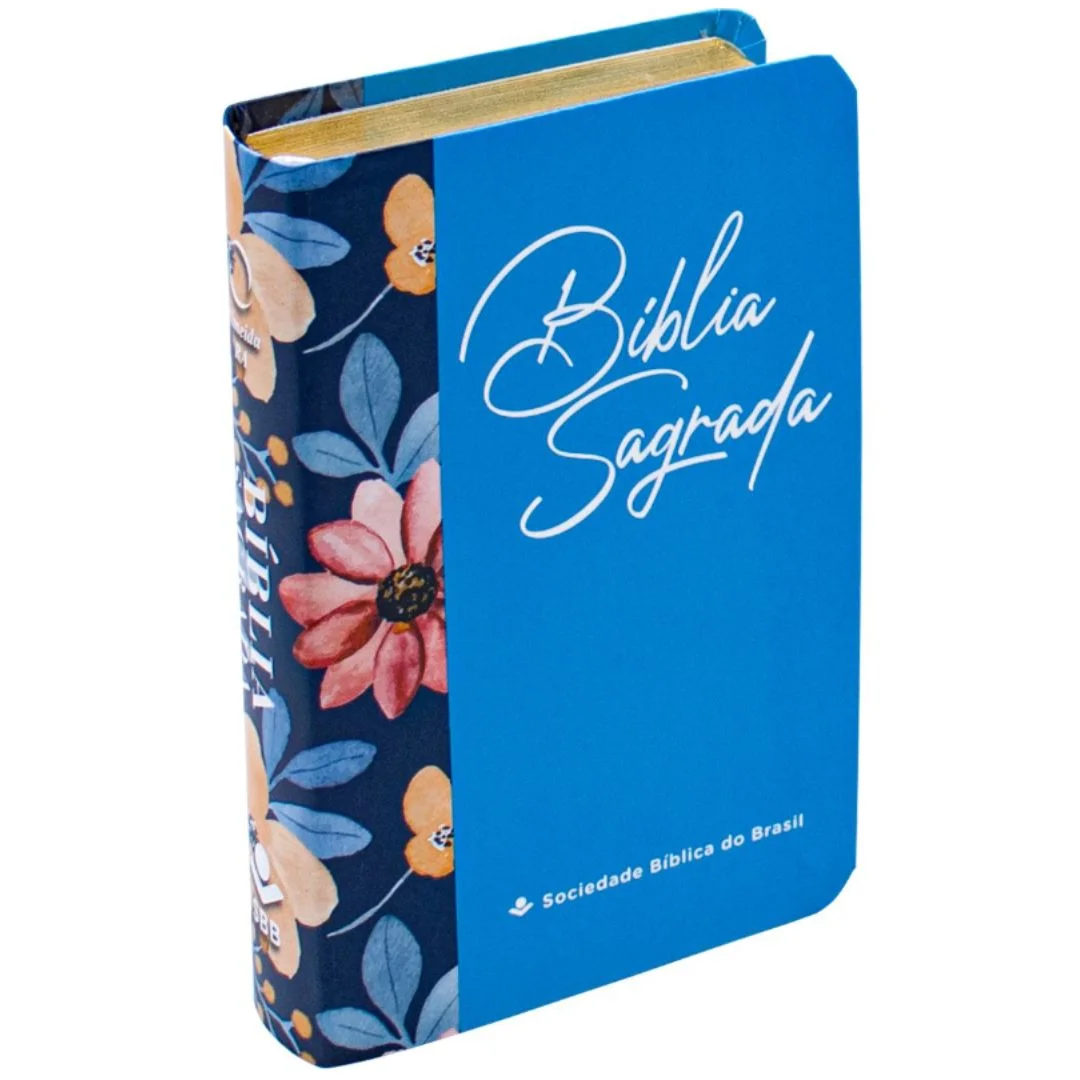 Bíblia de Bolso Capa Semiflexível Azul Flor