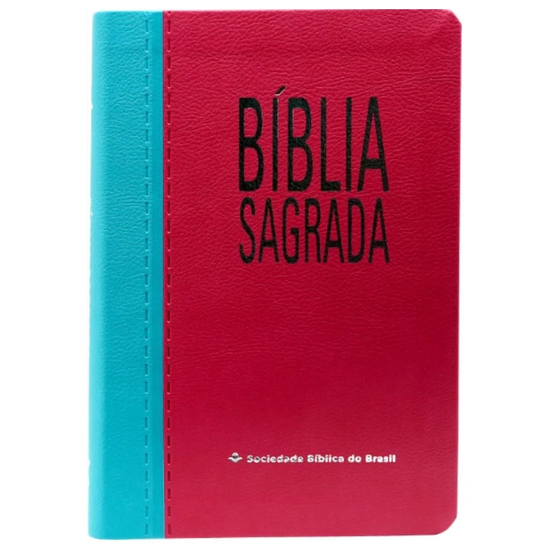 Bíblia Letra Gigante Luxo NAA, Capa Rosa com Azul, SBB