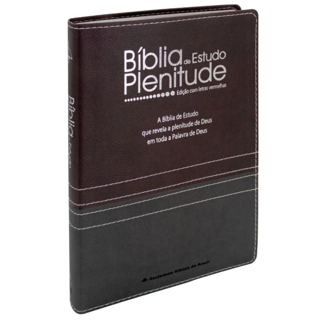 Bíblia de Estudo Plenitude com Índice, Capa Chumbo e Bordô
