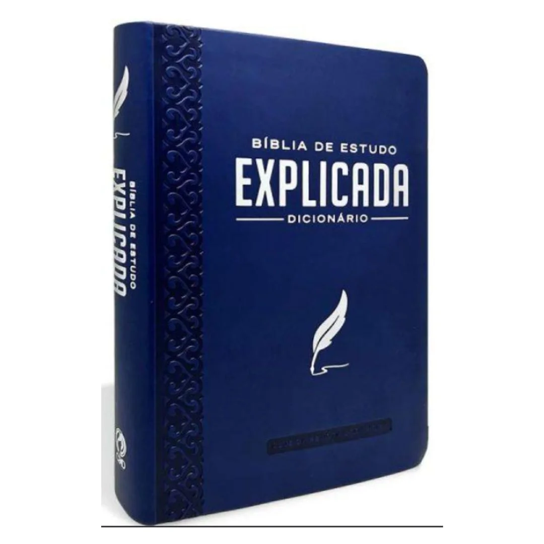 Bíblia de Estudo Explicada com Dicionário, Capa Azul