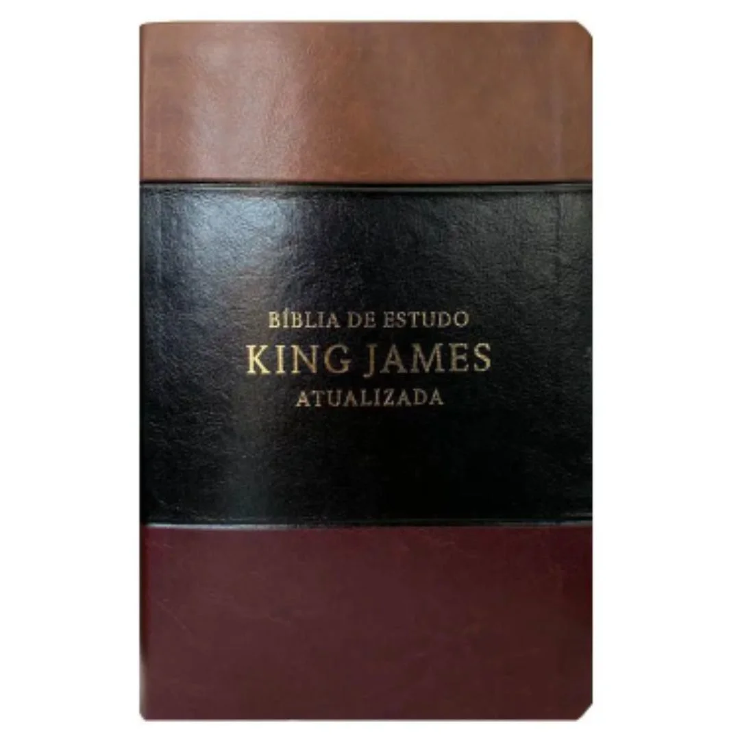 Bíblia de Estudo King James Atualizada Tricolor, Capa Vinho e Preto