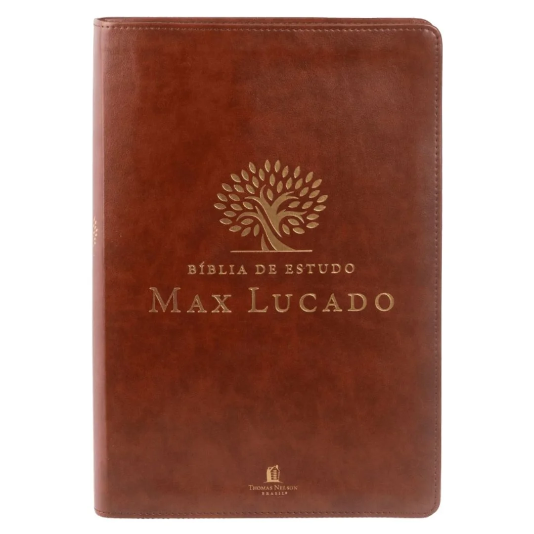 Bíblia de Estudo Max Lucado NVI, Capa Couro Soft Caramelo