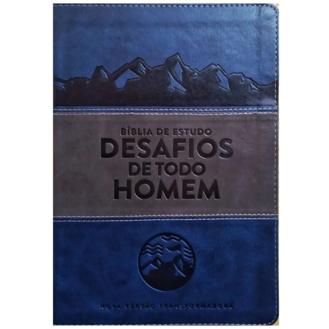 Bíblia de Estudo Desafios de Todo Homem NVT, Capa Azul e Cinza