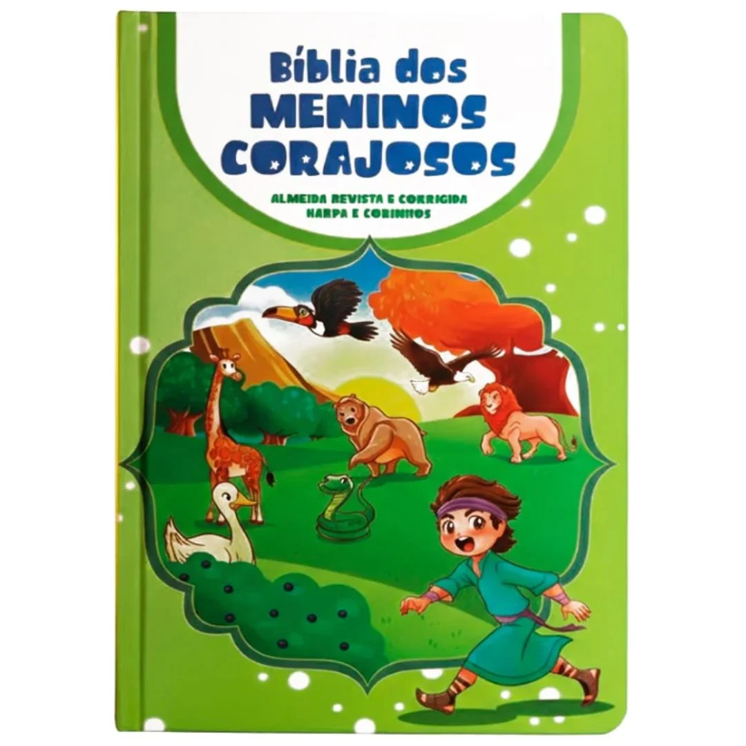 Bíblia dos Meninos Corajosos ARC com Harpa, Capa Dura Verde