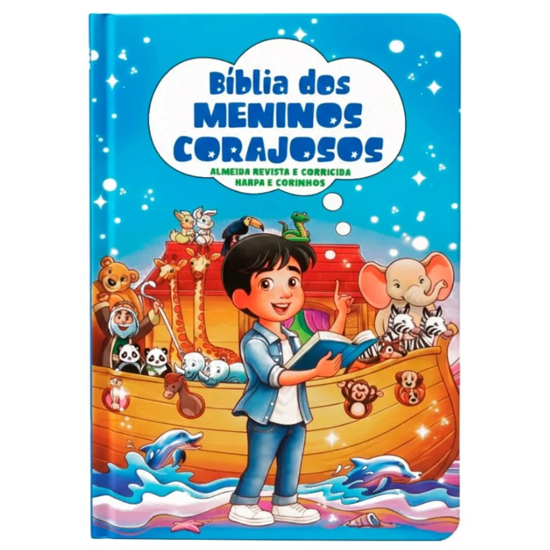 Bíblia dos Meninos Corajosos ARC com Harpa, Capa Dura Azul