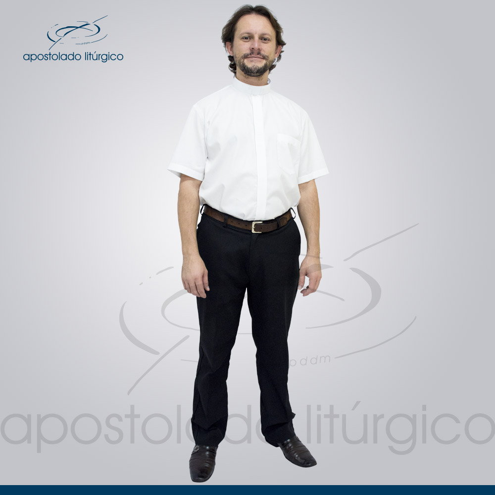 Camisa Clerical Urban Gola Romana Branca Manga Curta