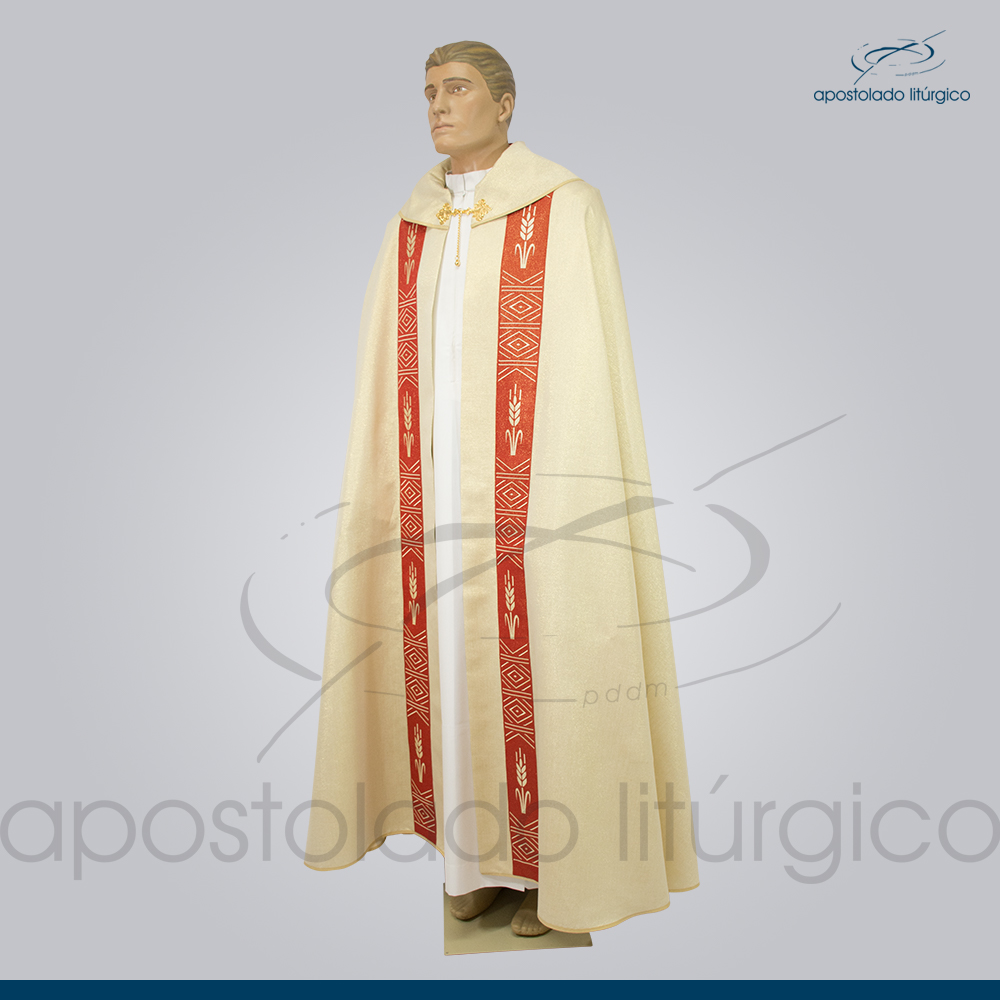 Capa de Bênção em Brocado Trigo com Estola