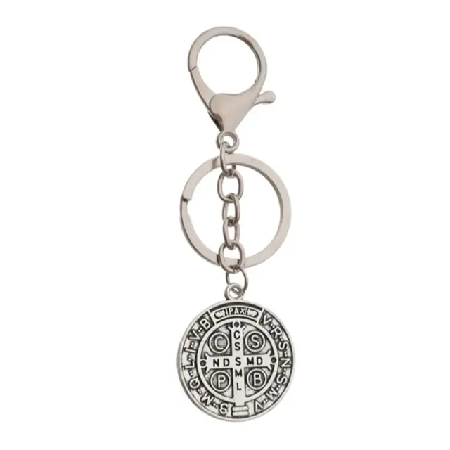 Chaveiro com Medalha de São Bento em Prata Velha