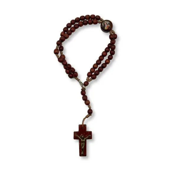 Pulseira Terço de Santa Terezinha das Rosas em Madeira