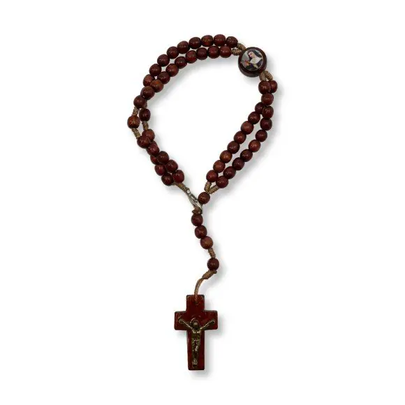 Pulseira Terço de Santa Rita de Cássia em Madeira