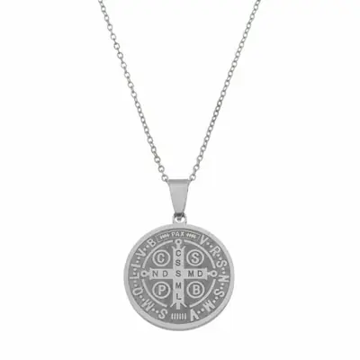 Colar com Medalha de São Bento em Inox