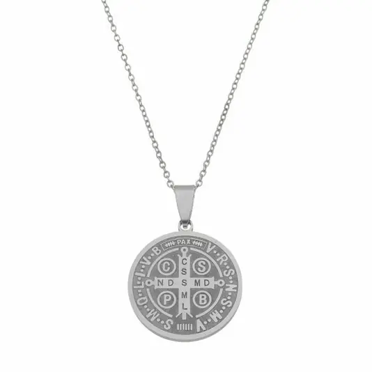 Colar com Medalha de São Bento em Inox
