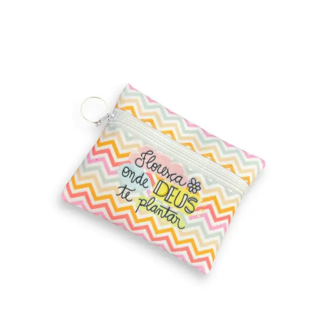 Bolsinha de Pano Estampada com Frase Religiosa