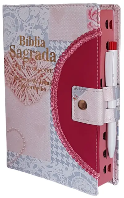 Bíblia Carteira com Caneta Capa Corações