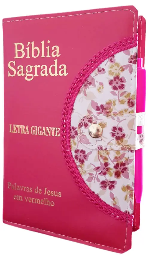 Bíblia Carteira com Caneta Pink e Floral