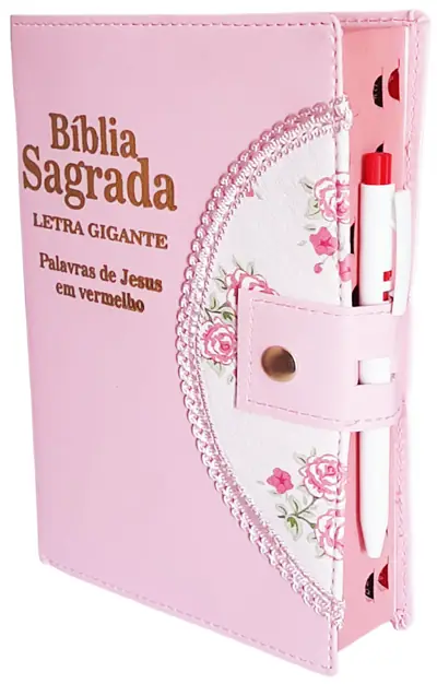 Bíblia Carteira com Caneta Rosinhas e Rosa