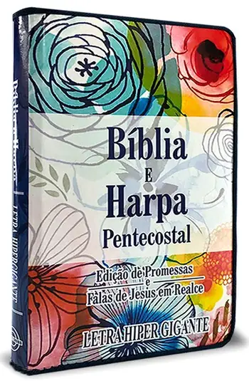 Bíblia Letras Hipergigantes Harpa Zíper Floral