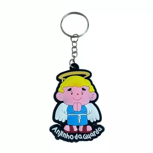 Chaveiro Emborrachado do Santo Anjo da Guarda com 12 Unidades