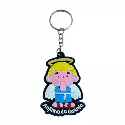 Chaveiro Emborrachado do Santo Anjo da Guarda com 12 Unidades