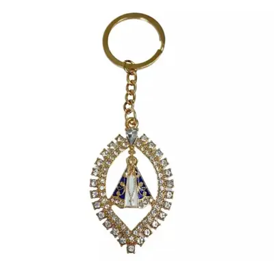 Chaveiro com Strass de Nossa Senhora Aparecida Modelo 7 em Dúzia