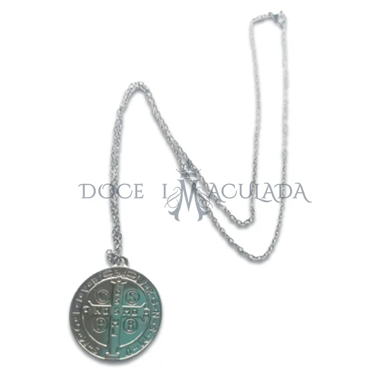 Colar de Aço Inox com Medalha de São Bento