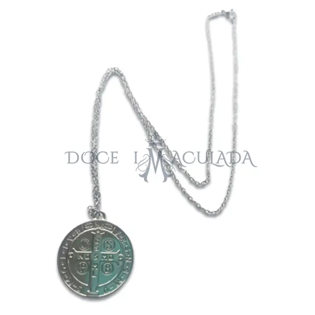 Colar de Aço Inox com Medalha de São Bento