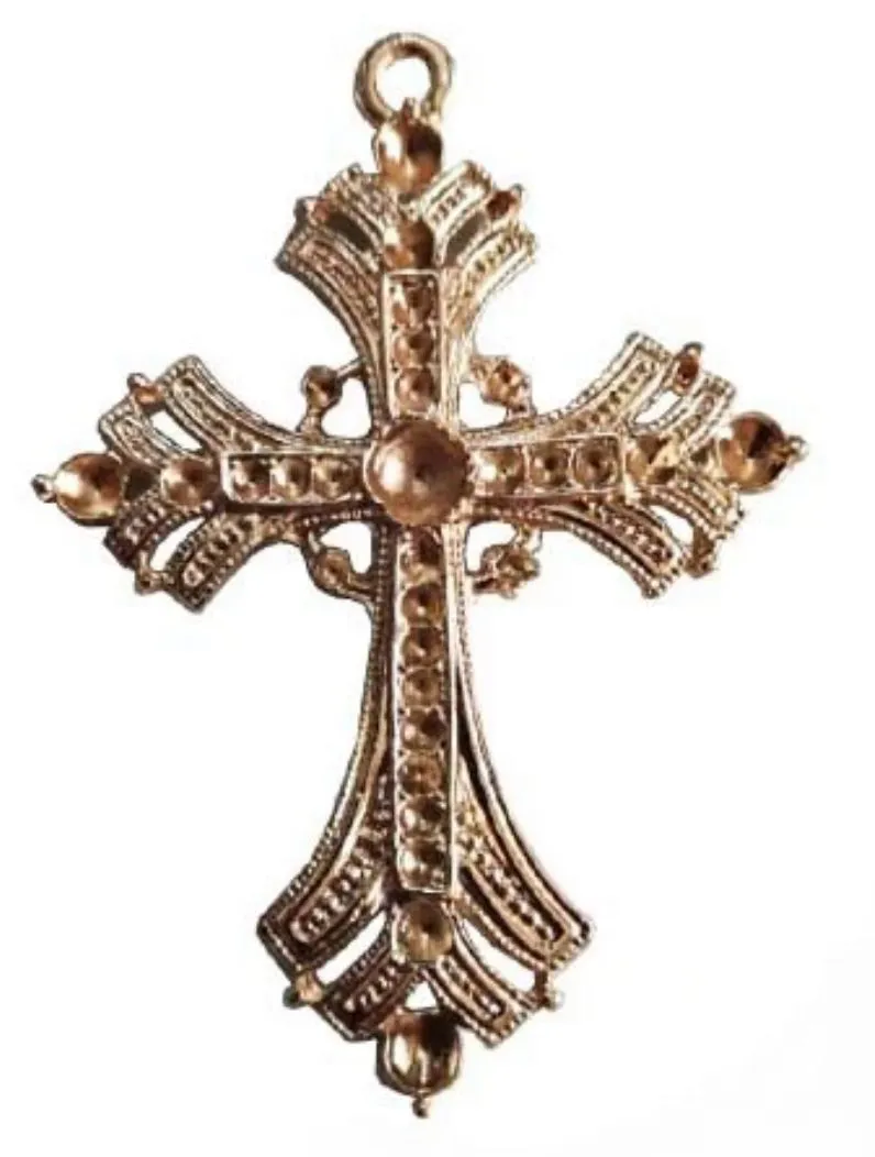Cruz Dourada com Strass para Terços de Luxo
