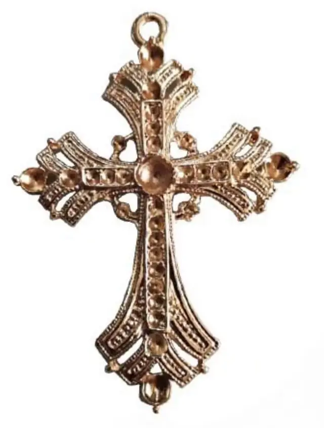 Cruz Dourada com Strass para Terços de Luxo