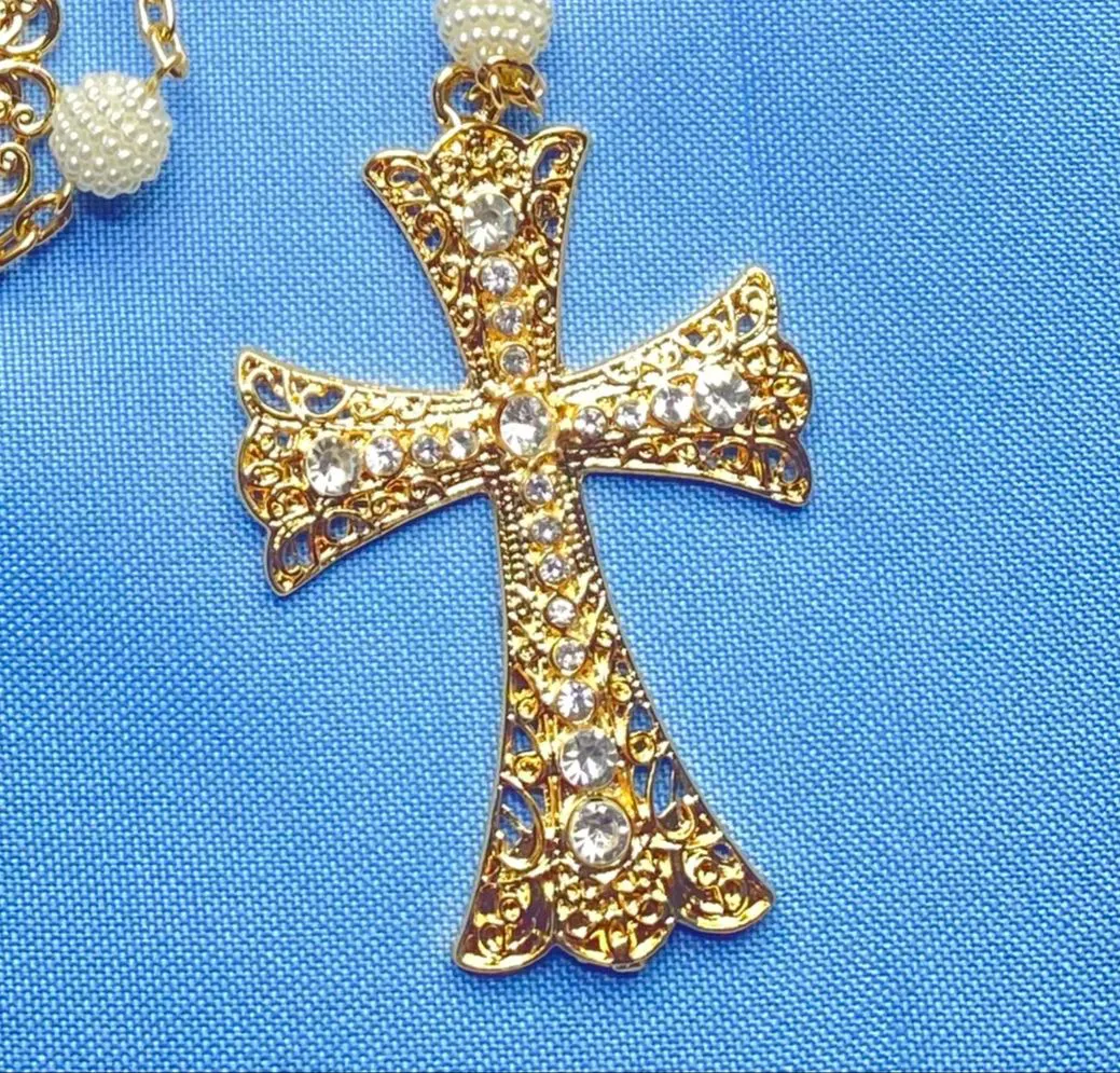Cruz de Noiva com Strass para Terço de Casamento