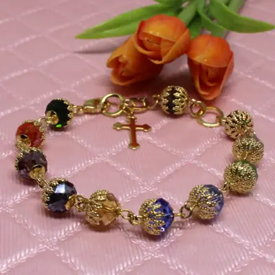 Pulseira Terço Especial Cristal Austríaco Colorido