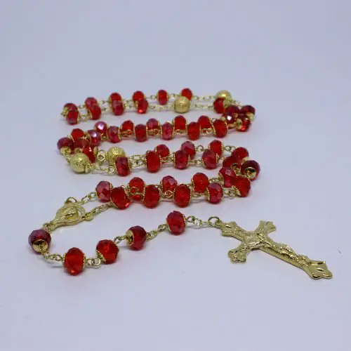 Terço Tradicional Cristal Austríaco Vermelho