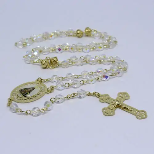 Terço Tradicional Cristal Tcheco Furta-Cor