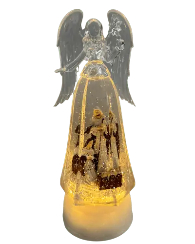 Anjo Da Sagrada Família Em Acrílico Com Iluminação