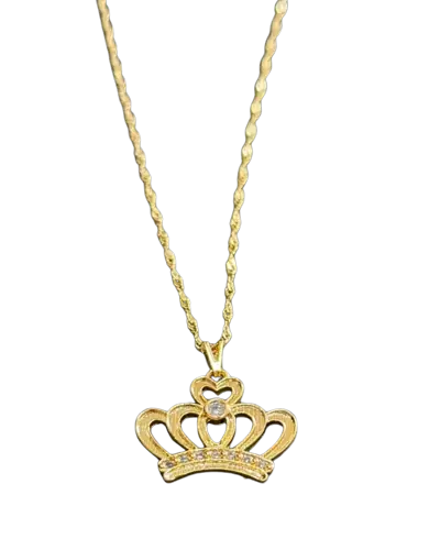 Colar Nossa Senhora Com Coroa Strass Folheado Ouro
