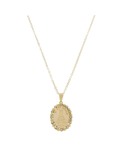 Colar Nossa Senhora Aparecida Detalhes em Strass Folheado a Ouro