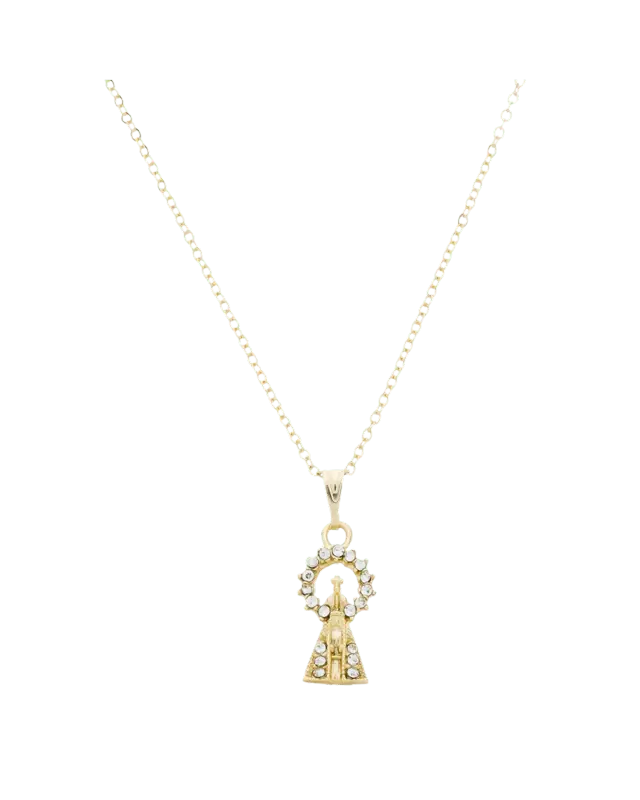 Colar Nossa Senhora Aparecida com Strass Folheado a Ouro
