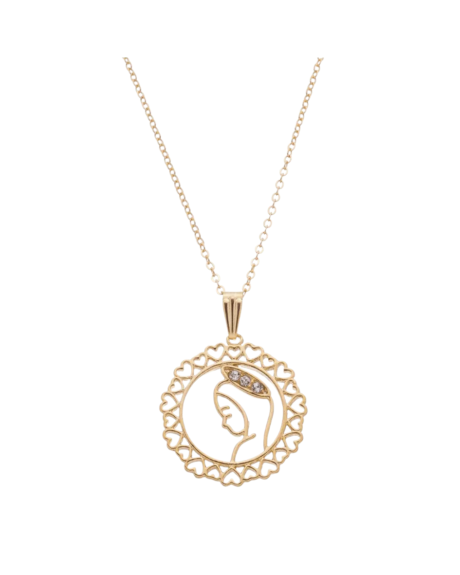 Colar Nossa Senhora do Silêncio com Strass Folheado a Ouro