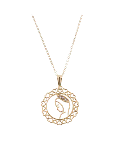 Colar Nossa Senhora do Silêncio com Strass Folheado a Ouro